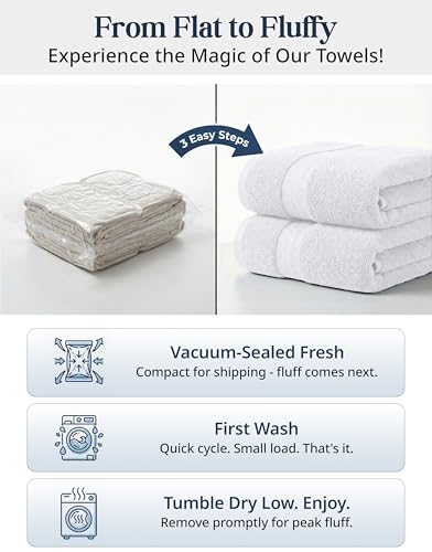 Image of LANE LINEN 16 Piece Bath Towels Set - Luxury Bath Towels, 100% Cotton Towels for Bathroom, Highly Absorbent Shower Towels, 4 Bath Towels, 4 Hand Towels and 8 Washcloths Sets- White
