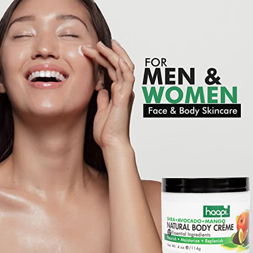 Haapi Natural Body And Face Moisturizing Cream For Dry Skin With Shea Butter, Aloe, Mango, Avocado | Anti Aging, Reduces Wrinkles, Hydrates, Nourishes - Non-Greasy, Fragrance Free - Usa Made #TOP6
