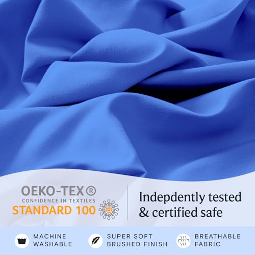Image of LuxClub 4 PC Sheet Set Bed Sheets Deep Pockets 16 inch Eco Friendly Wrinkle Free Cooling Machine Washable Hotel Bedding Silky Soft - Marine Blue California King