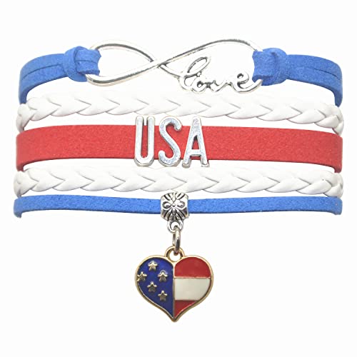 American Usa Bracelet Jewelry - Infinity Love Cute Usa American Flag Bracelet Usa Gifts For Women, Girls, Men, Boys, American Flag Gifts, Usa Flag Gifts (Royal Blue, White And Red) #TOP24