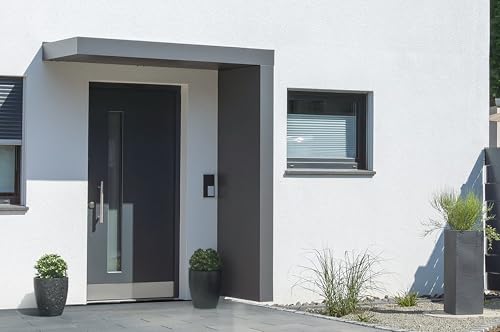 Gutta Rechteckvordach BS Plus 200 mit Seitenteil rechts - Anthrazit | Maße: 200 x 90 x 15,5 cm und Seite 220 x 90 x 14,5 (BxTxH)