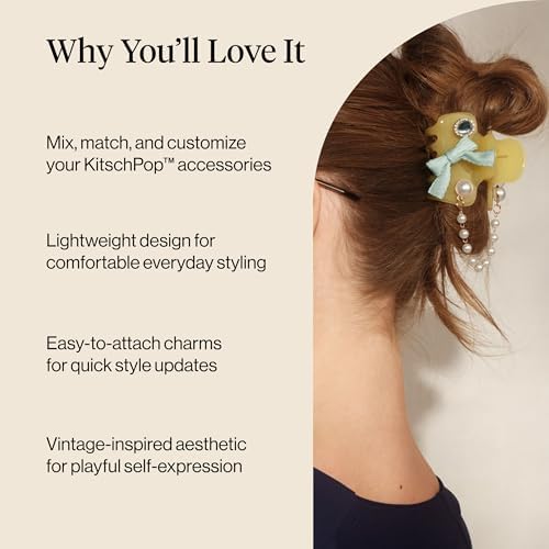 Kitsch KitschPop™Charm Sets – Interchangeable Charms For Hair Clips, Hair Brushes | Durable Assorted Cute Charms | Compatible with KitschPop™Hair Accessories - Coastal Cottage, 6pcs - 2