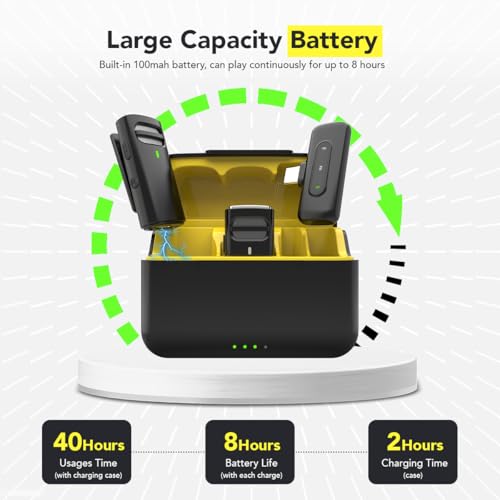 Image of UTECTION by VOOK Wireless Mic with AI Noise Cancellation - Clip-On Collar Mic for iPhone & Android | 40H Battery, 30m Range, Type-C Charging | Mic Wireless for YouTube, Vlogging & Video Recording