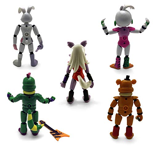 Toysvill Inspired By Five Nights At Freddys | Fnaf Security Breach Pizzaplex | Freddy's Action Figures Toys, Set Of 5 Pcs [Roxanne Wolf, Glamrock Chica, Montgomery Gator, Glamrock Fred, And Vanny] #TOP1