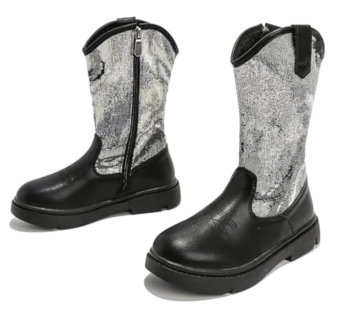 kkdom Boys Girls Cowgirl Cowboy Western Boots Mid Calf Horseback Riding Boots