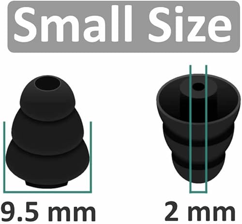 Miniatura 3 de Tamaño pequeño, 6 pares de triple brida compatibles con puntas Shure SE215 Pro, reducción de ruido con orificio de conector de 0.079 in, auriculares