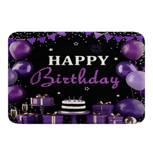 Erosebridal Purple Birthday Bath Mat 20" x 32"