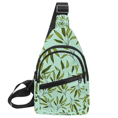 Sac à bandoulière feuilles vertes au design végétal unique pour adulte