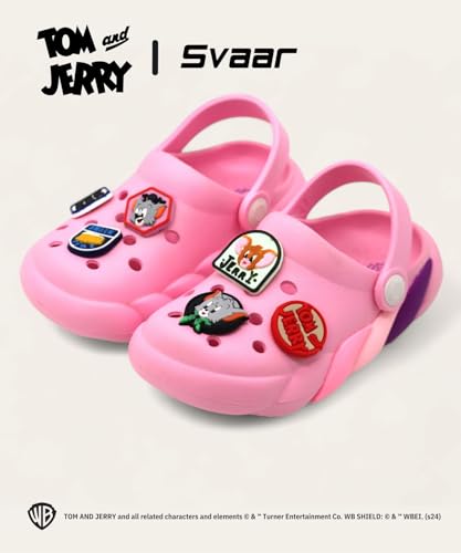 Image of SVAAR x Tom & Jerry Slingback Clog Shoes for Boys & Girls || Indoor & Outdoor Sandals Clogs for Kids with 6 Tom & Jerry Charms