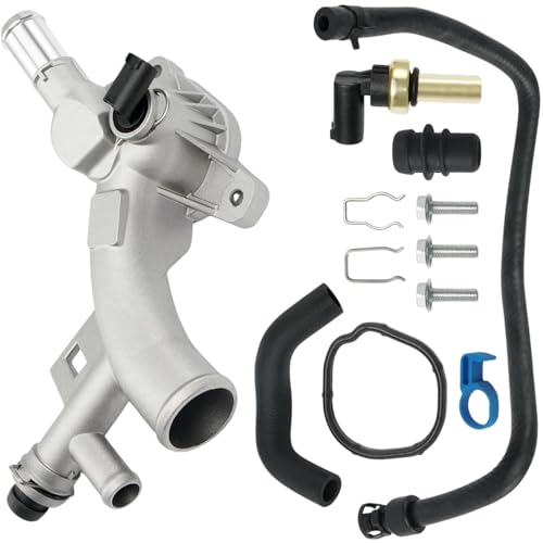 Aluminum Engine Coolant Housing Water Outlet Kit with Hoses for 2012-2020 Sonic, 2011-2016 Chevy Cruze,2015-2020 Chevrolet Trax,2013-2019 Buick Encore L4 1.4L Replaces Accessories #25193922 902-846