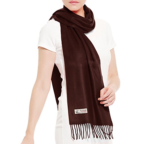 Plain Solid Color Cashmere Feel Classic Soft Luxurious Winter Scarf For Men Women (Brown) #TOP2