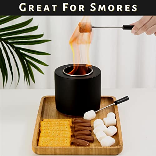 Tabletop Fire Pit | Smores Maker Mini Indoor Fire Pit- Portable Table Top Fire Pit Bowl With Roasting Forks And Cork Pad -Tabletop Mini Indoor Fireplace -Small Fire Pit (Black) #TOP3