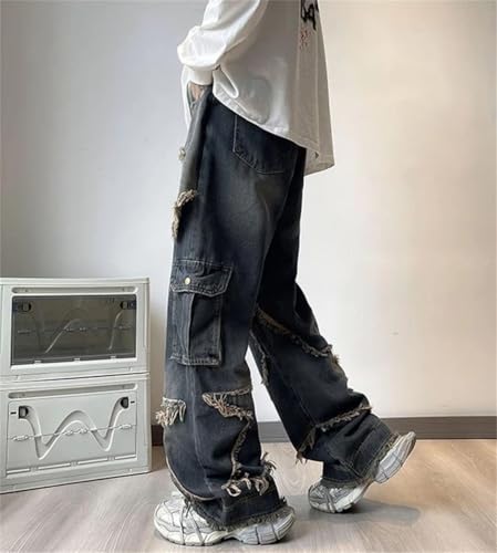 Men's Trousers Jeans Street Style Korean Cotton Kpop Wide Leg Male Cowboy Pants3