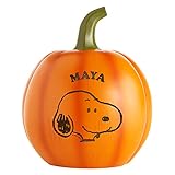 Let's Make Memories Personalized Light-Up Pumpkin - Peanuts and Snoopy Characters - Fall Decor for Halloween Party - Indoor/Outdoor - Resin - Snoopy - Small