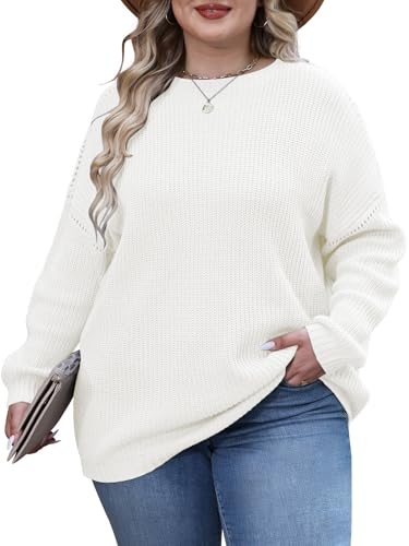 Oversized Sweaters for Women Long Sleeve Shirts Trendy Womens Tops Blouses Dressy Casual Sweatshirt Early Fall Winter Fashion Clothes Clothing Christmas Holiday School Outfits Loose Tunics White XL3