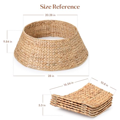 YANGQIHOME 28in Christmas Tree Collar, Rattan Tree Skirt, Woven Water Hyacinth Tree Base Cover for Home Decoration with Cord Cut-Out by YANGQIHOME - Image 4