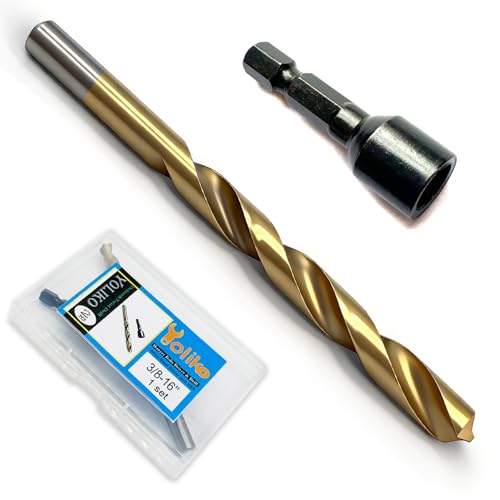 Image of 2 Pcs Hanger Bolt Driver and Drill, Alloy-Steel Driver with HSS Twist Drill for 3 /8 inch-16 Double Headed Wood Screws Fully All Threaded Rod,Threaded Insert Hexagon Head Drivers and Drills Bits