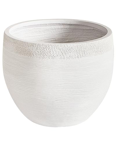 Blumentopf Glasfaser Beton-Optik weiß rund 38 x 38 x 30 cm Modern Zakros