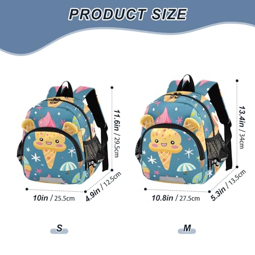 Kid's Backpack for Boys & Girls Toddler Bag Cartoon Ice Cream Backpack with Safety Leash2