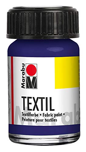 Marabu 17160039051 - Textil Stoffmalfarbe violett dunkel 15 ml, Stoffdruckfarbe auf Wasserbasis, für helle Stoffe, waschbeständig bis 60°C, weicher Griff, einfache Fixierung durch Bügeln o. Backofen