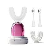 Electric U Shaped Toothbrush Adults with Nylon Brush Head,360 Degree Whole Mouth Cleaning, Rechargeable Electric Toothbrush,Teeth Whitening Brush for Home & Travel Use (Pink)