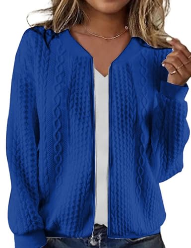 Women's Zip Up Cardigan Sweater Hoodies Long Sleeve Jacket Crewneck Casual Outerwear Spring Fall Trendy Coat Outfits