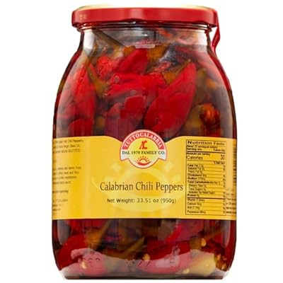 TUTTOCALABRIA Whole Calabrian Chili Peppers in Oil, All Natural, Non-GMO, Product of Italy, Glass Club Pack, 33.5 oz