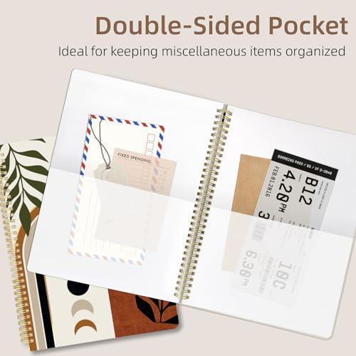 Image of Cute Spiral Notebook 8.5 x 11 Graph Paper Journal A4, Moon Boho | 70 page, Note Book with Pocket, Large, Big, Hard Cover, Aesthetic, Pretty Design, for Women, Girls, Kawaii
