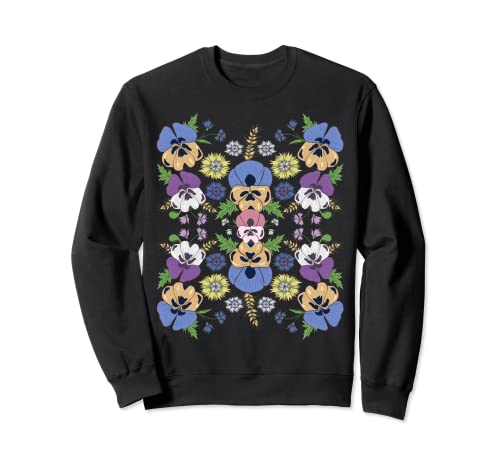 Flores de Pensamiento Estilo Vyshyvanka Ucraniano Vintage Sudadera