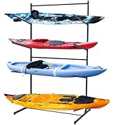 KAXIWEI Kayak Storage Rack, SUP Outdoor Storage Rack - Heavy Duty Adjustable Weatherproof Freesta...