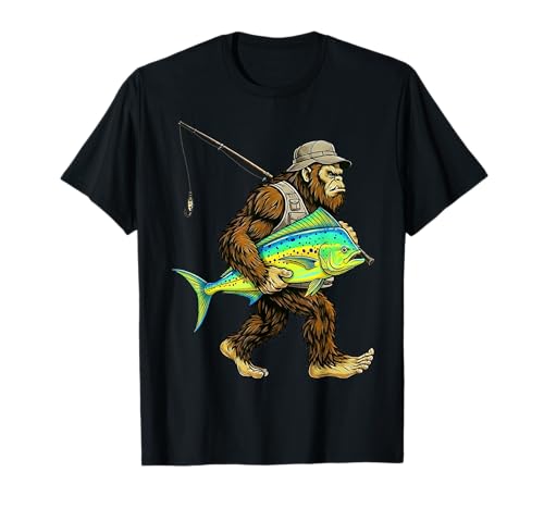 Mahi-Mahi Bigfoot Fisherman Saltwater Fishing Sasquatch T-Shirt