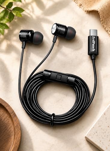 Image of Gaming Type-C Wired Earphone with Mic, 10mm Dynamic Bass Driver, Magnetic in-Ear Headphones, Low Latency Sound for Gaming, 1 Button Control, HD Calling, Voice Assistant, (Black)