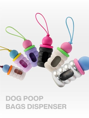 Maogoublue Dog Waste Bag Dispenser Pet Poop Bags Holder for Leash Lightweight Doggie Waste Bags Dispensers with Leash Attachment Includes 15 Bags (Purple)