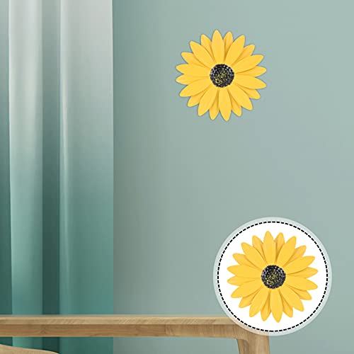 Generic Metal Daisy Wall Art Inspirational Wall Sculptures Sunflower Hanging Figurine Wall Hanger Ornaments For Home Garden Balcony Decor Yellow #TOP4