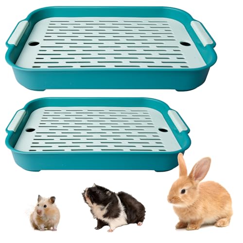 Kaninchen Katzentoilette, 2 Größen Kaninchen Toilette mit Reinigungssieb, Kaninchenkäfig Töpfchentrainer, Hamstertoilette, Haustier Töpfchen, Kaninchentoilette, Kleintiertoilette