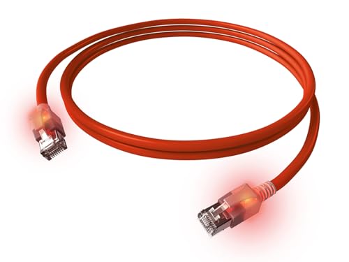 EasyLan DualBoot LED Câble patch RJ45 S/FTP Cat.6A (Class EA), avec fiche saCon, LSOH, rouge, 7 m
