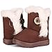 Femizee Toddler Girls Boots Warm Winter Snow Boots for Kid Boys Flat Button Size 5 Toddler,Coffee 21