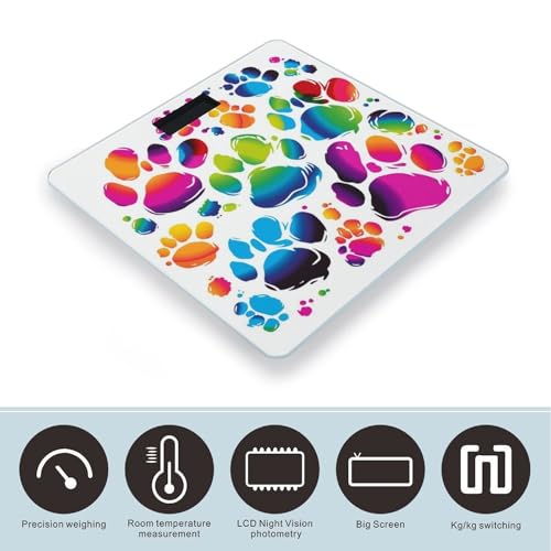 Balanza digital para baño con diseño patas de perro coloridas miniatura 3