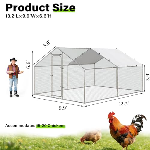 image for LEMBERI Metal Chicken Runs for Yard, Spire-roof Large Walk in Chicken 