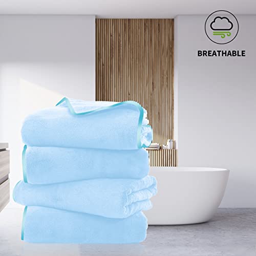 Cosy Family Microfiber 4 Pack Bath Towel Set, Lightweight And Quick Drying, Ultra Soft Highly Absorbent Towels For Bathroom, Gym, Hotel, Beach And Spa (Aquamarine) #TOP2