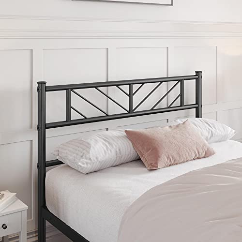 Yaheetech Twin Size Platform Bed Frame With Arrow Design Headboard, 13 Inches Metal Mattress Foundation For Storage, No Box Spring Needed, Easy Assembly, Modern, Black #TOP30