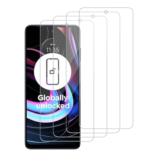 iCsapr 4 Pack Glass Screen Protector Compatible for Motorola Edge (2021) / Motorola Edge 5G UW / XT2141 [9H Hardness]-HD Screen Tempered Glass, Scratch Resistant,Easy Install [Case Friendly]