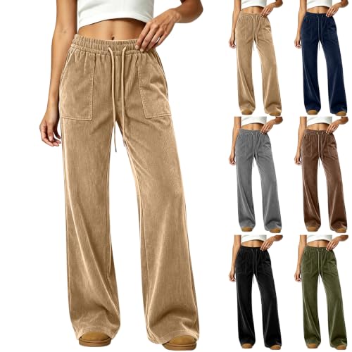 Women's Corduroy Pants Dressy High Waisted Wide Leg Work Pants with Pockets - image 1