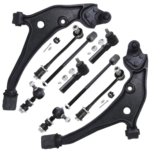 Image of Detroit Axle - 10pc End Suspension Kit for 1999-2002 Mercury Villager Nissan Quest, 2 Front Lower Control Arms with Ball Joint 4 Front Rear Sway Bars 4 Front Inner Outer Tie Rods 2000 2001 Replacement