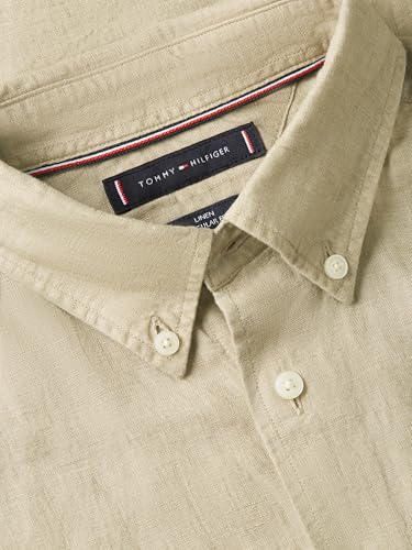 Image of Tommy Hilfiger Men's Long Sleeve Casual Linen Button Down Shirts in Regular Fit