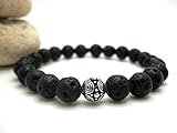 Lava Rock and Silver Bead Mens Energy Bracelet