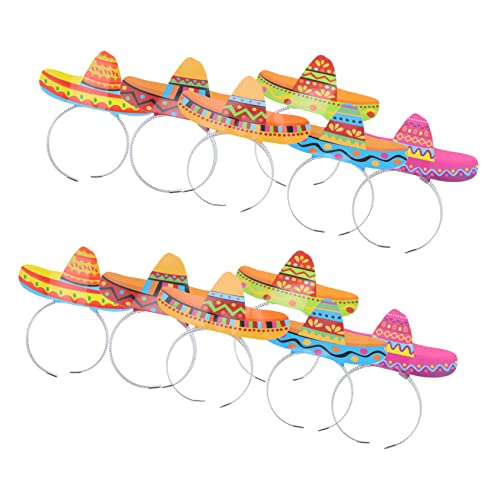 YARNOW 12Piezas Diadema De Sombrero Mexicano De Ala Ancha Para Fiesta De Cinco De Mayo Accesorios De Decoración Coloridos Para Celebraciones y Fiestas Temáticas