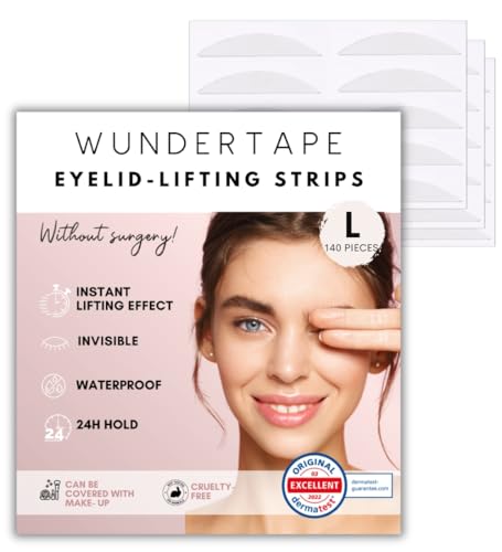 WUNDERTAPE Double Eyelid Tape 144 x L instant eyelid lift strips (eyelid tapes for hooded droopy eyes) eye tape stickers for 24h stay, waterproof