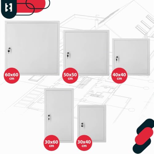 Miniatura 7 de Kotarbau Tapa De Inspección 40 X 40 Cm Puerta De Inspección De Yeso Con Llave Y Cerradura Caja De Seguridad Empotrada Puerta De Inspección De Acero Galvanizado Yeso Puerta De Mantenimiento Blanco