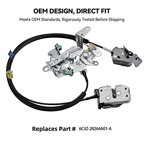 Image of SYERAL Door Lock Latch & Cable Driver Side Rear Left 6C3Z-28264A01-A Compatible with 1999-2007 F-250 F-350 Super Duty Upper and Lower Latches Assembly